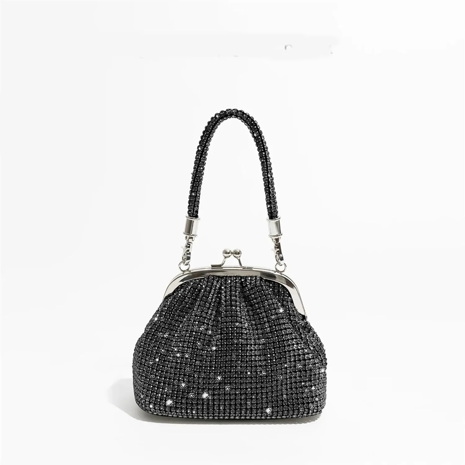 Rhinestone Bags Handle Rhinestones Evening Clutch Bag Purses and Handbag Shiny Crystal Clutch Purse Bucket Bag Shoulder Bags(Black)