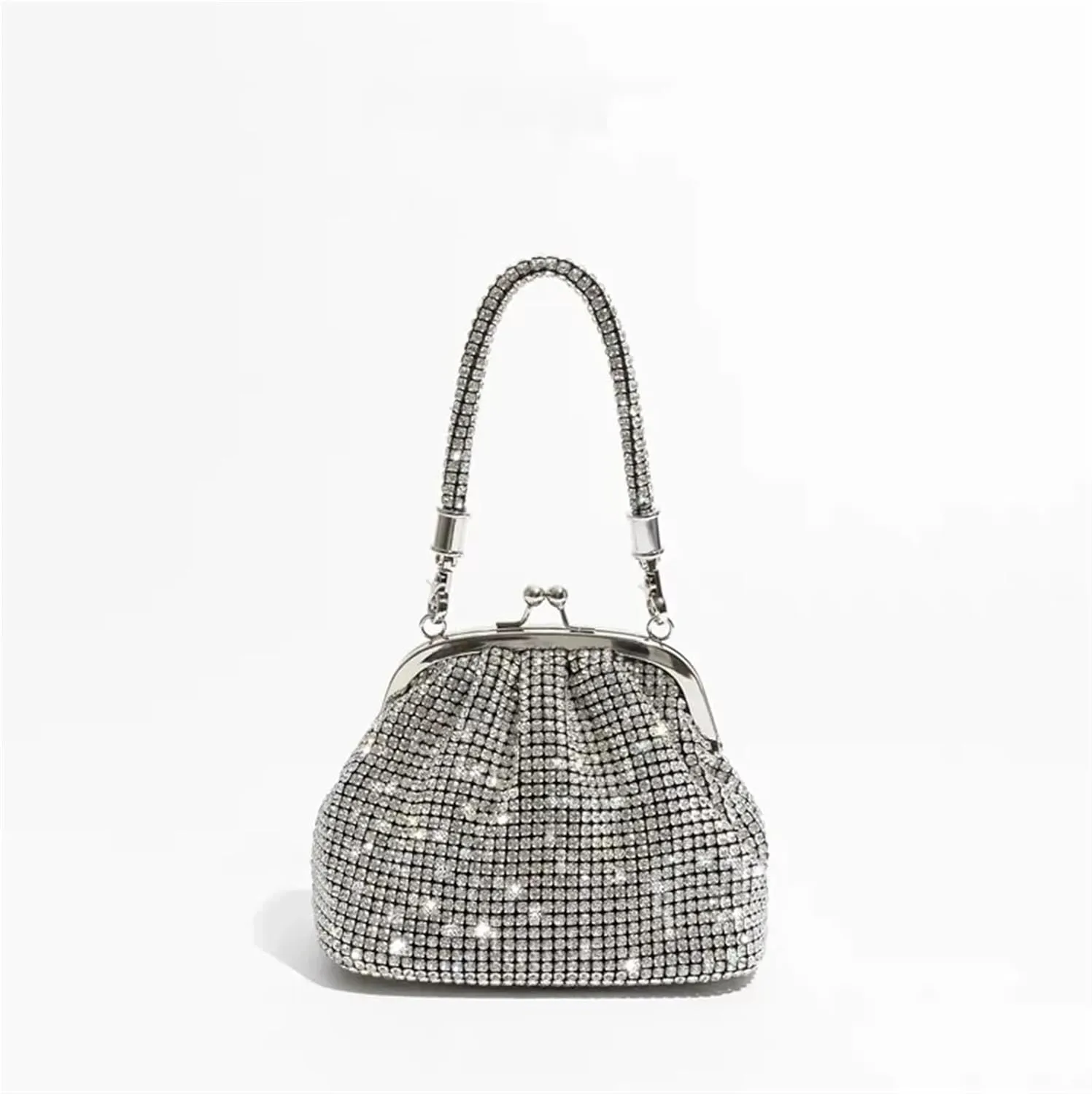 Rhinestone Bags Handle Rhinestones Evening Clutch Bag Purses and Handbag Shiny Crystal Clutch Purse Bucket Bag Shoulder Bags(Black)