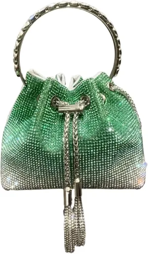 Rhinestone Bags Handle Rhinestones Evening Clutch Bag Purses and Handbag Shoulder Bags Shiny Crystal Clutch Purse Bucket Bag(Green)