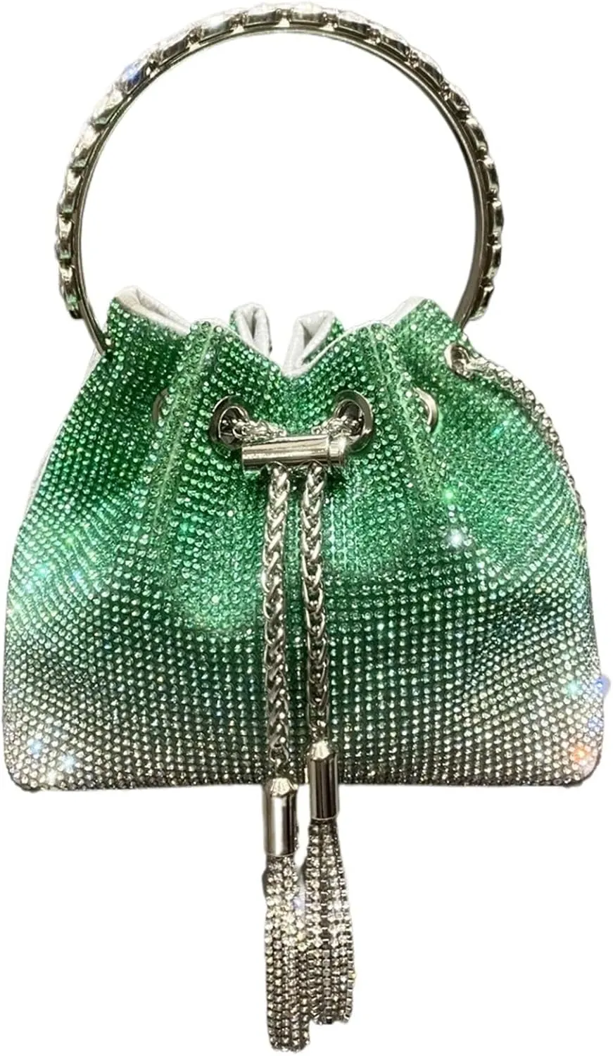 Rhinestone Bags Handle Rhinestones Evening Clutch Bag Purses and Handbag Shoulder Bags Shiny Crystal Clutch Purse Bucket Bag(Green)