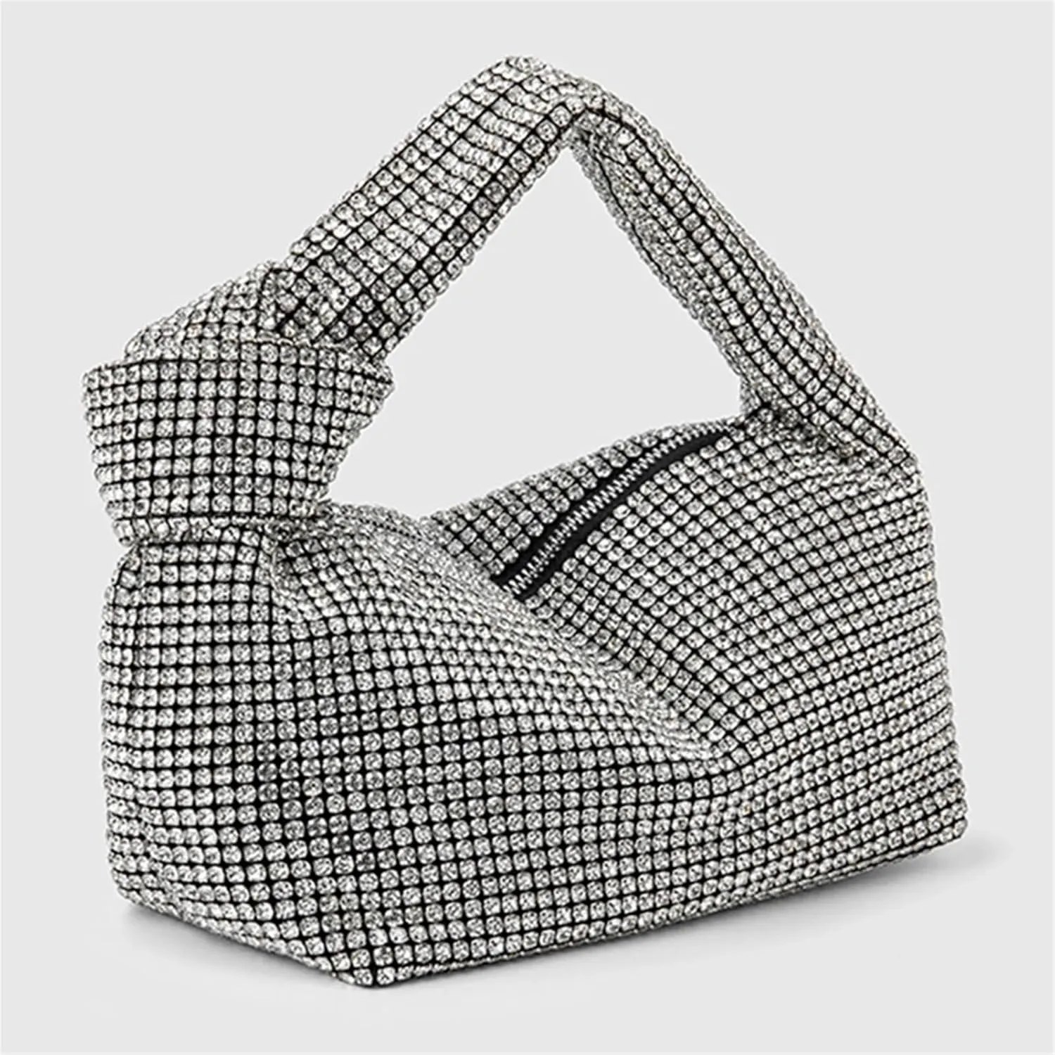 Rhinestone Bags Knot Handle Glitter Diamond Dinner Bag Rhinestone Bling Women Evening Bag Sparkle Crystal Wedding Top-Handle Bag(Black)