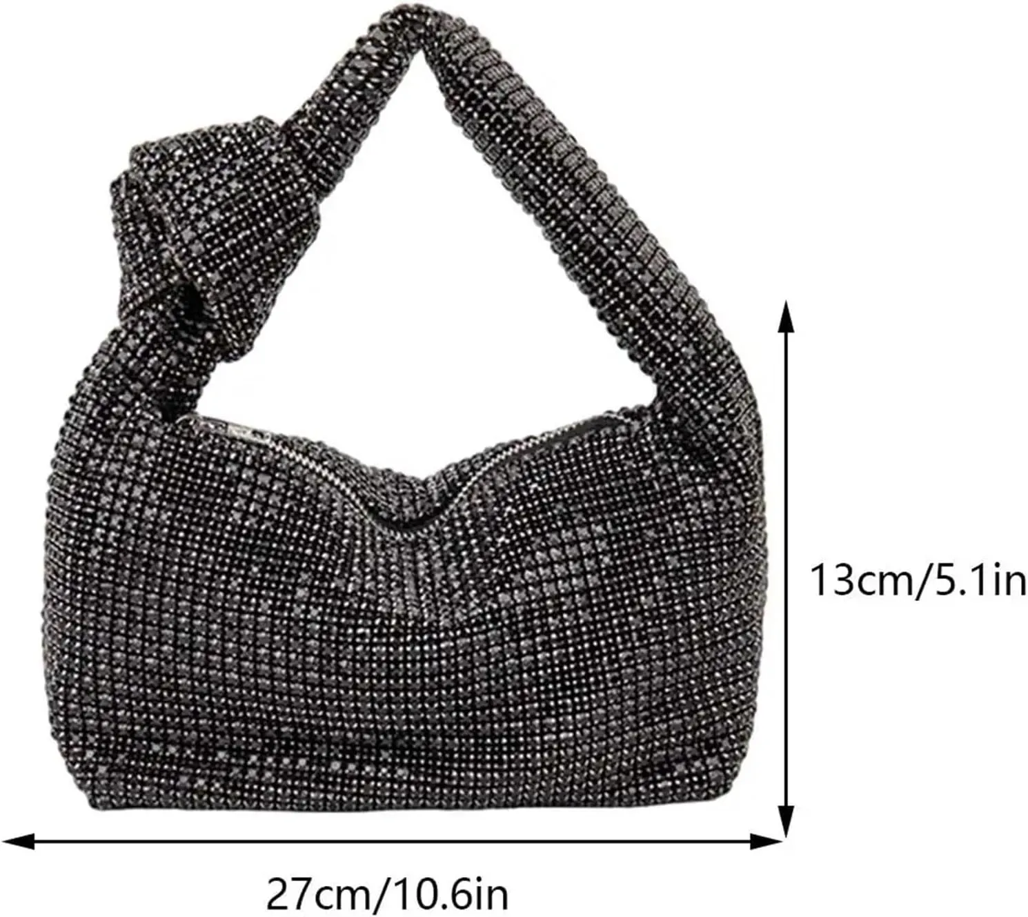 Rhinestone Bags Knot Handle Glitter Diamond Dinner Bag Rhinestone Bling Women Evening Bag Sparkle Crystal Wedding Top-Handle Bag(Black)