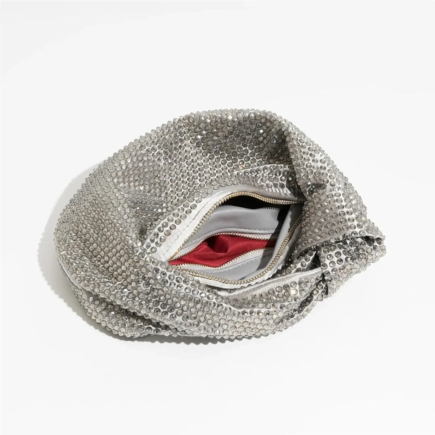 Rhinestone Bags Ladies Clutch Rhinestone Evening Purse Knoted Sparkling Crystal Diamond Wedding Handbag Glitter Party Bag(D)