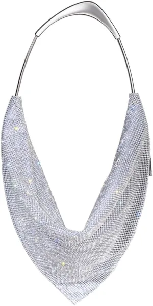 Rhinestone Bags Metal Handle Evening Bag Handmade Gorgeous Diamante Clutch and Handbag Wedding Party(Silver)