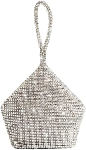 Rhinestone Bags Rhinestone Evening Bag, Glitter Prom Purse Triangle Designer Clutch Bag for Party Wedding
