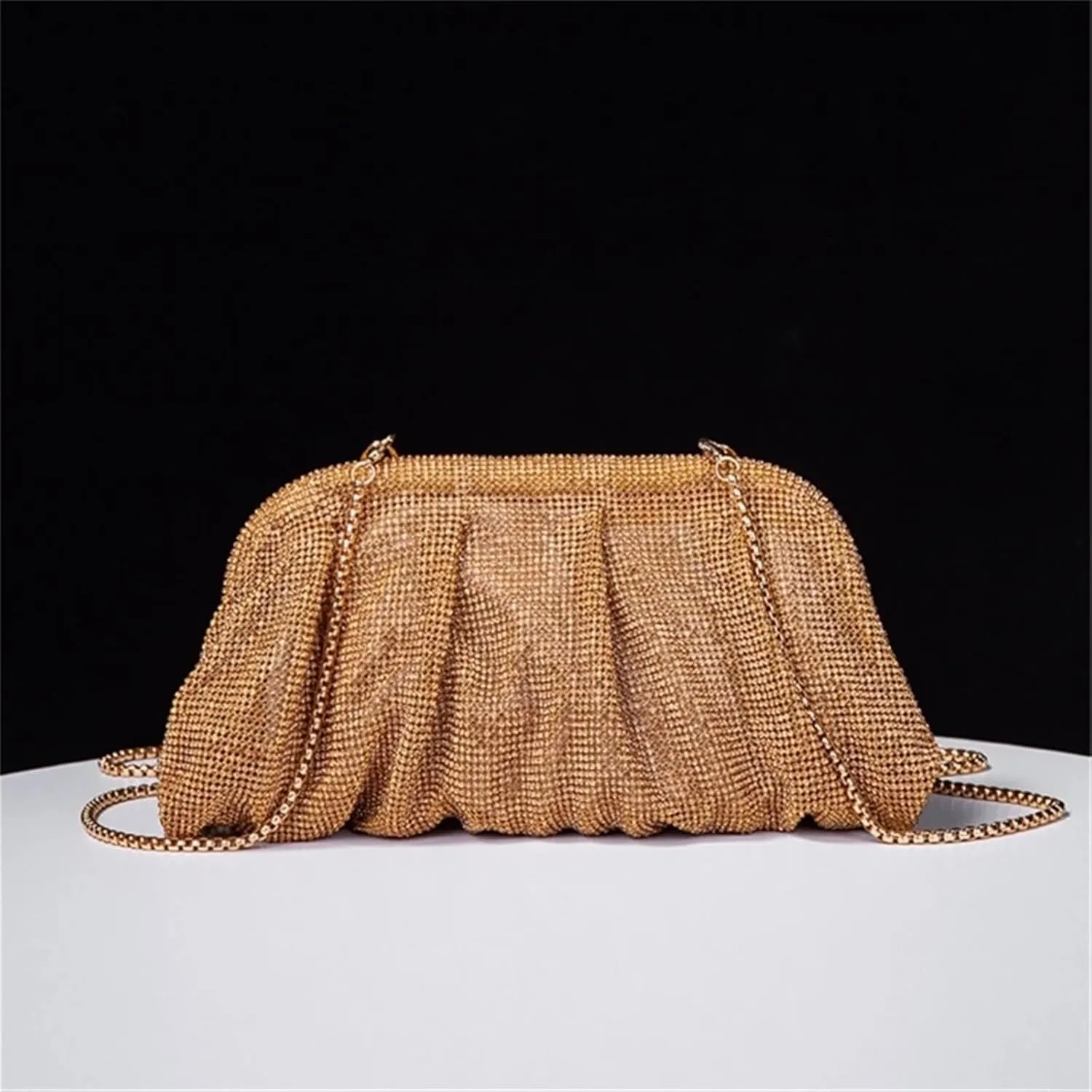 Rhinestone Bags Rhinestone Lady Purse Wedding Party Evening Bag for Women Banquet Cocktail Shoulder Bags Pleated Clutch Crossbody Bag(Green)