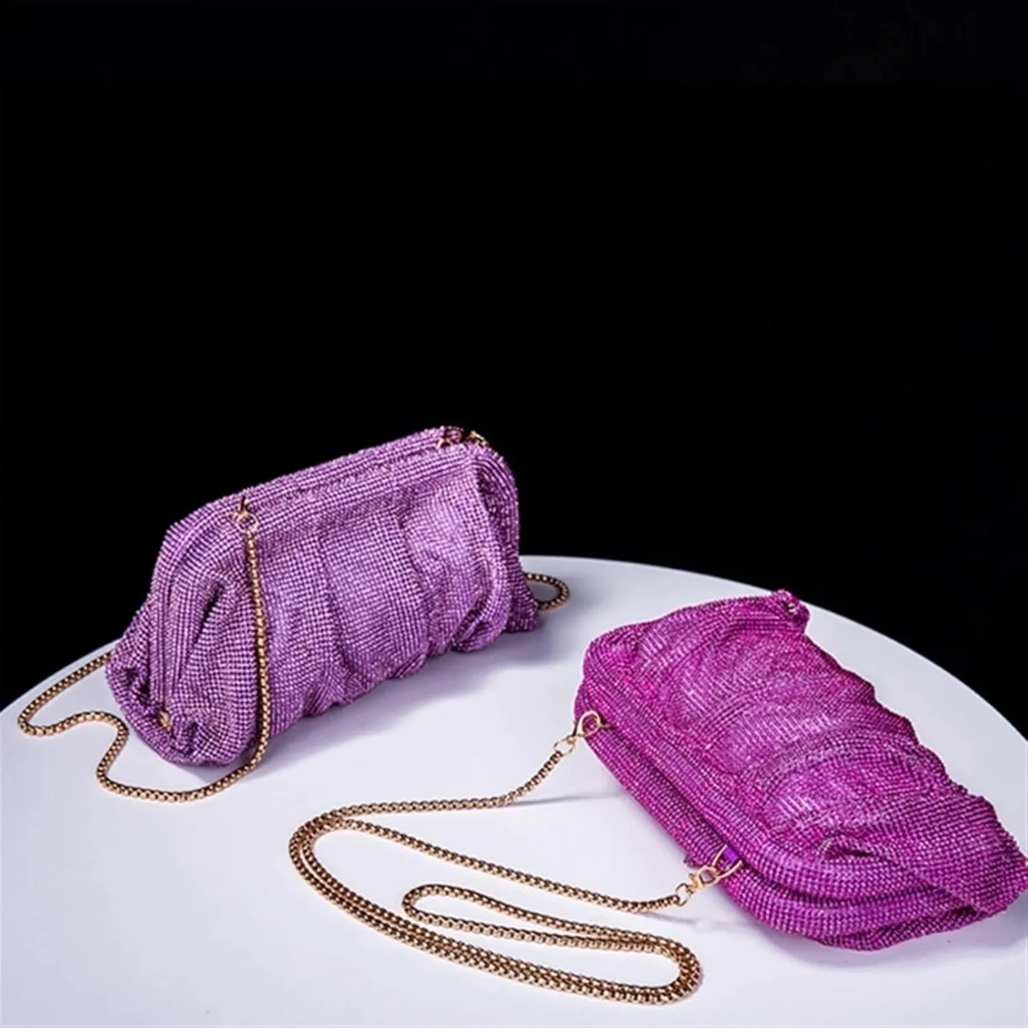 Rhinestone Bags Rhinestone Lady Purse Wedding Party Evening Bag for Women Banquet Cocktail Shoulder Bags Pleated Clutch Crossbody Bag(Green)