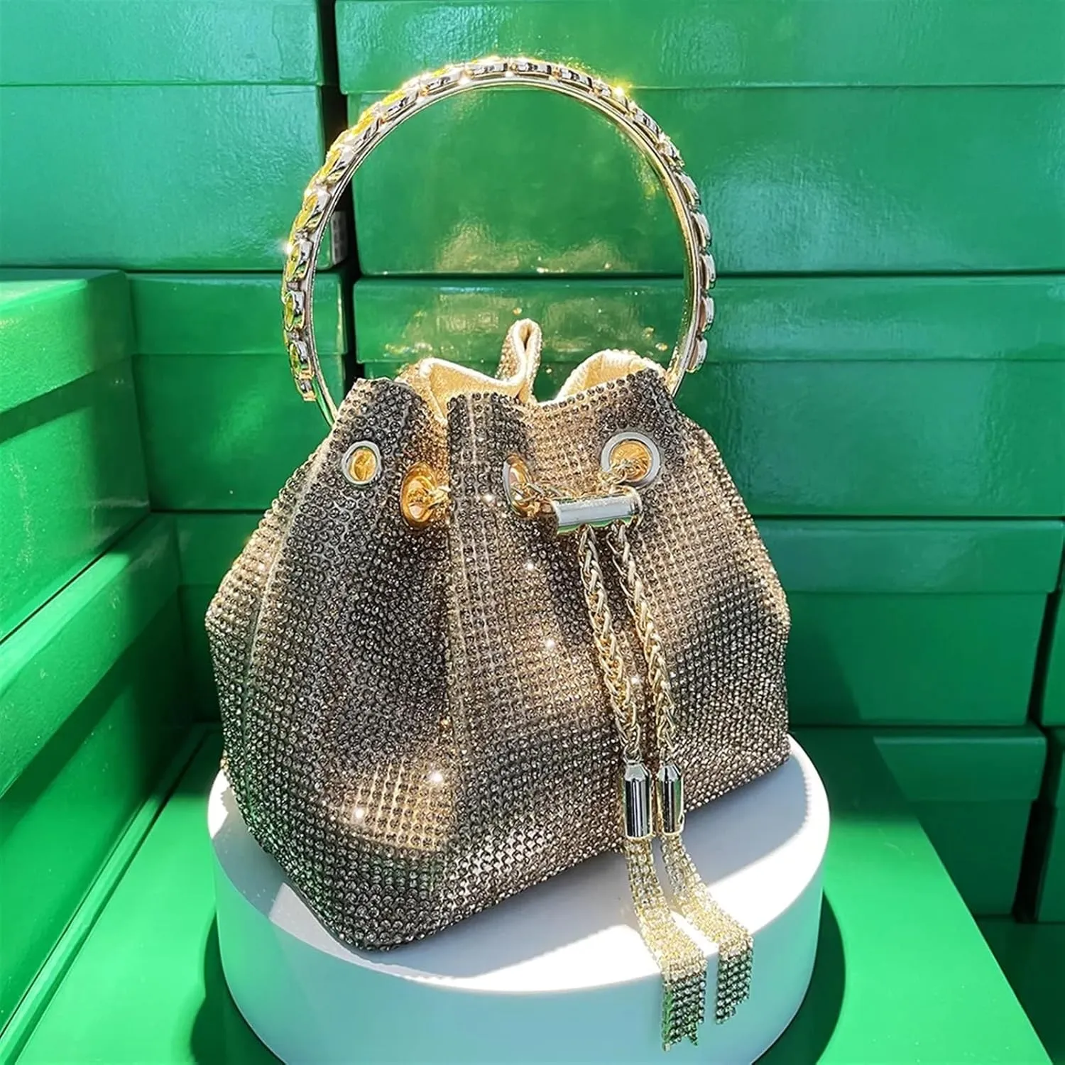 Rhinestone Bags Rhinestones Evening Clutch Women Bag Purses Bucket Ladies Handbag Diamonds Shoulder Shiny Crystal(Multi)