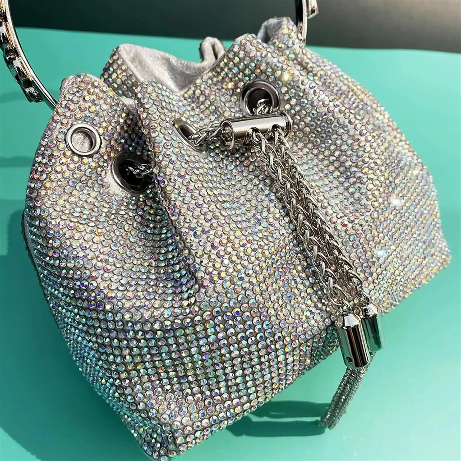Rhinestone Bags Rhinestones Evening Clutch Women Bag Purses Bucket Ladies Handbag Diamonds Shoulder Shiny Crystal(Multi)