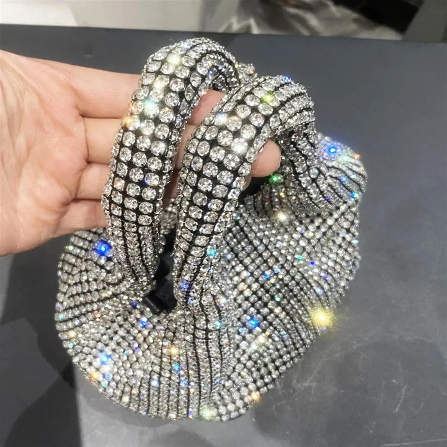 Rhinestone Bags Shiny Crystal Clutch Purse Bucket Shoulder Bag Rhinestone Handmade Purses and Handbags Luxury Designer Evening Clutch Bag Purse(Rose)