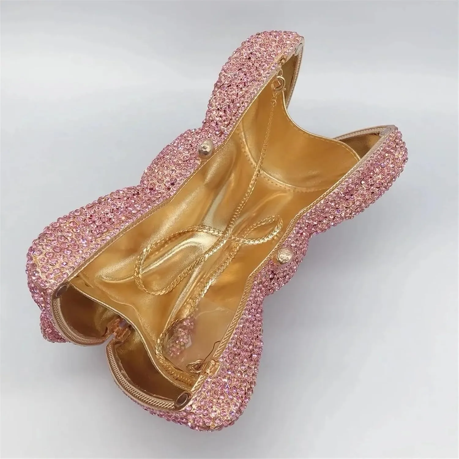 Rhinestone Bags Women's Crystal Evening Clutch Bow-Shaped Rhinestone Lady Party Wedding Purse Prom Bridal Clutches Diamond Bags(Green)