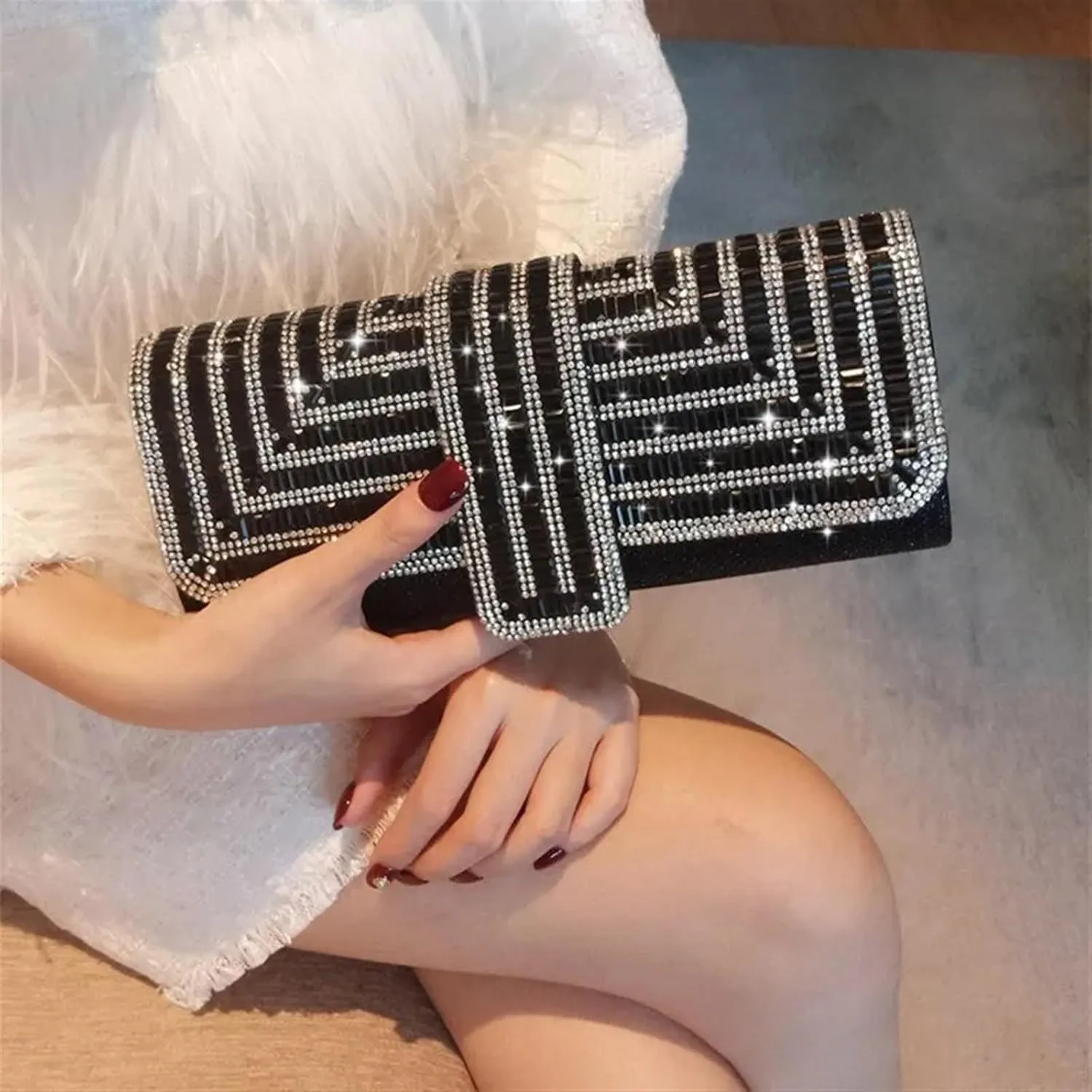 Rhinestone Bags Women's Rhinestone Clutch Purses Evening Bags Sparkling Glitter Formal Party Wedding Cocktail Prom Bags with Chain