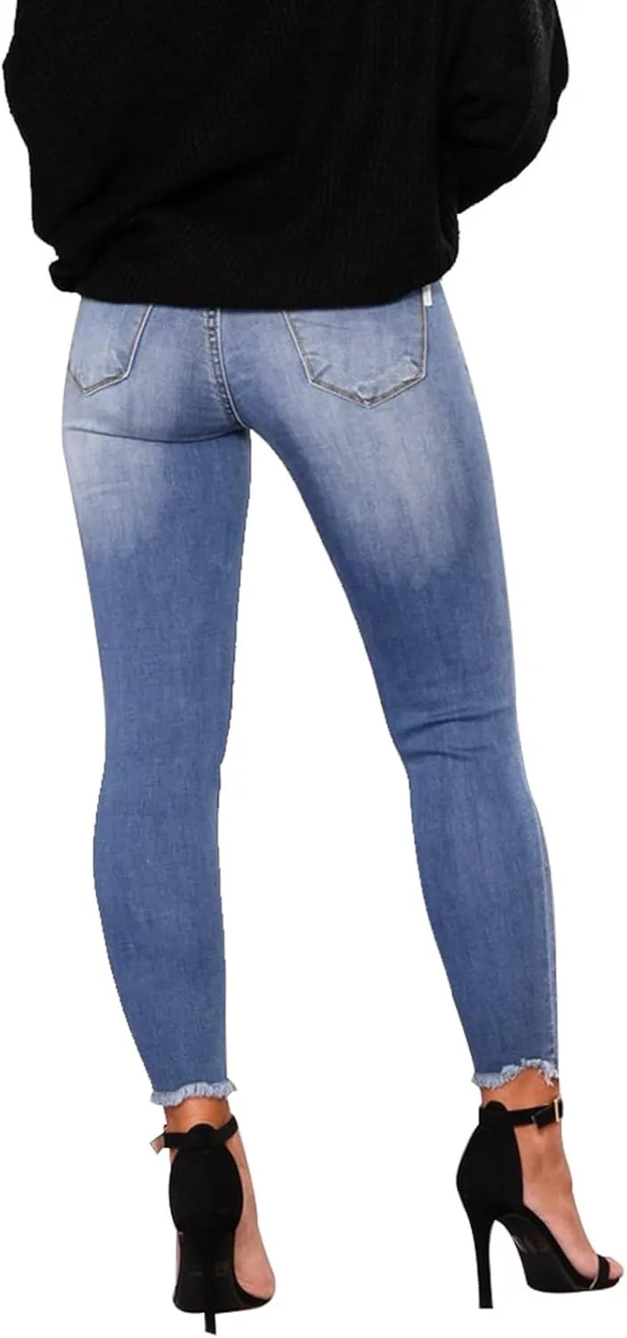 Ripped Jeans Womens Fall Fashion 2024 Trendy Winter Skinny Jeans High Waisted Tummy Control Jeggings Denim Leggings
