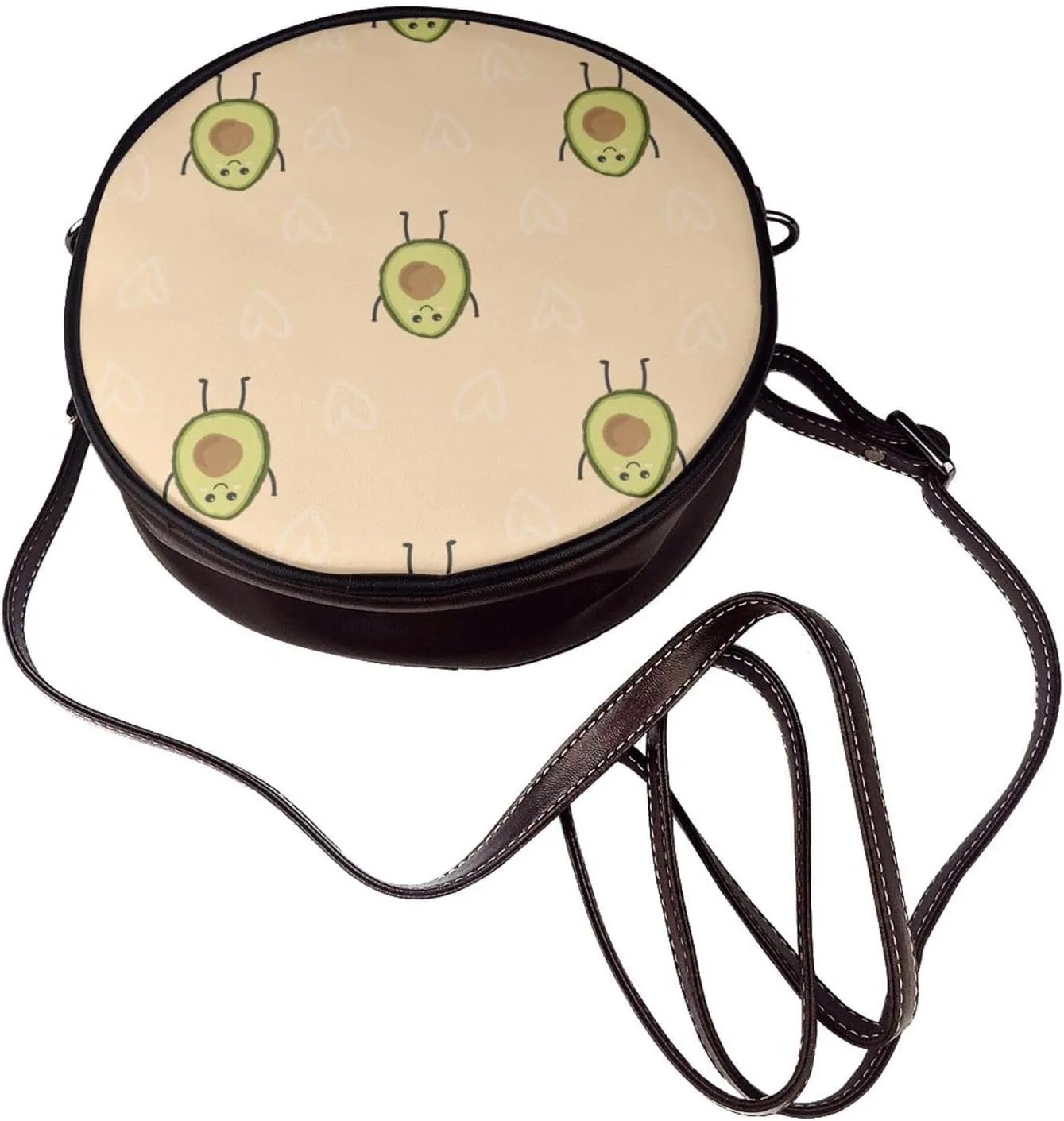 Round Crossbody Bag Small Circle Purse Zip Handbag for Women