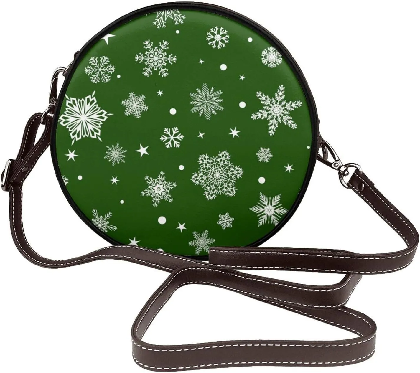Round Crossbody Bag Small Circle Purse Zip Handbag for Women