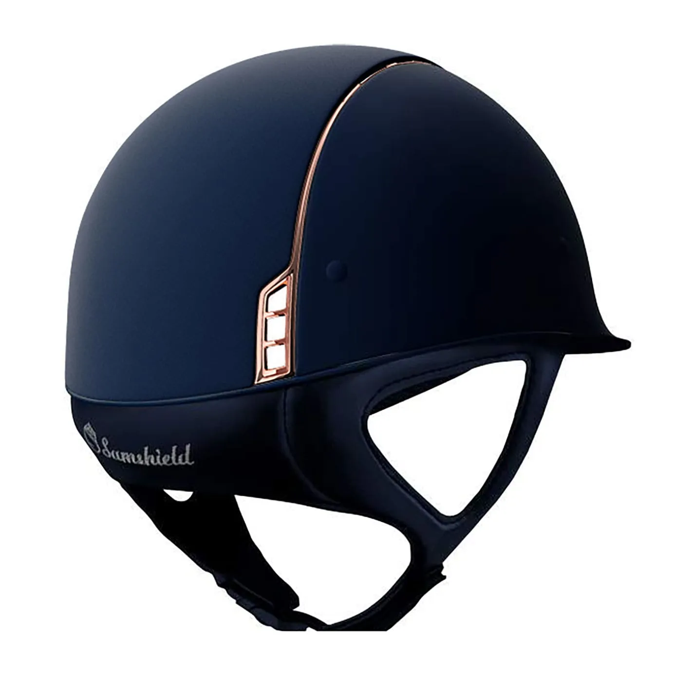 Samshield V1 Navy Shadowmatt Riding Hat with Rose Gold Trim