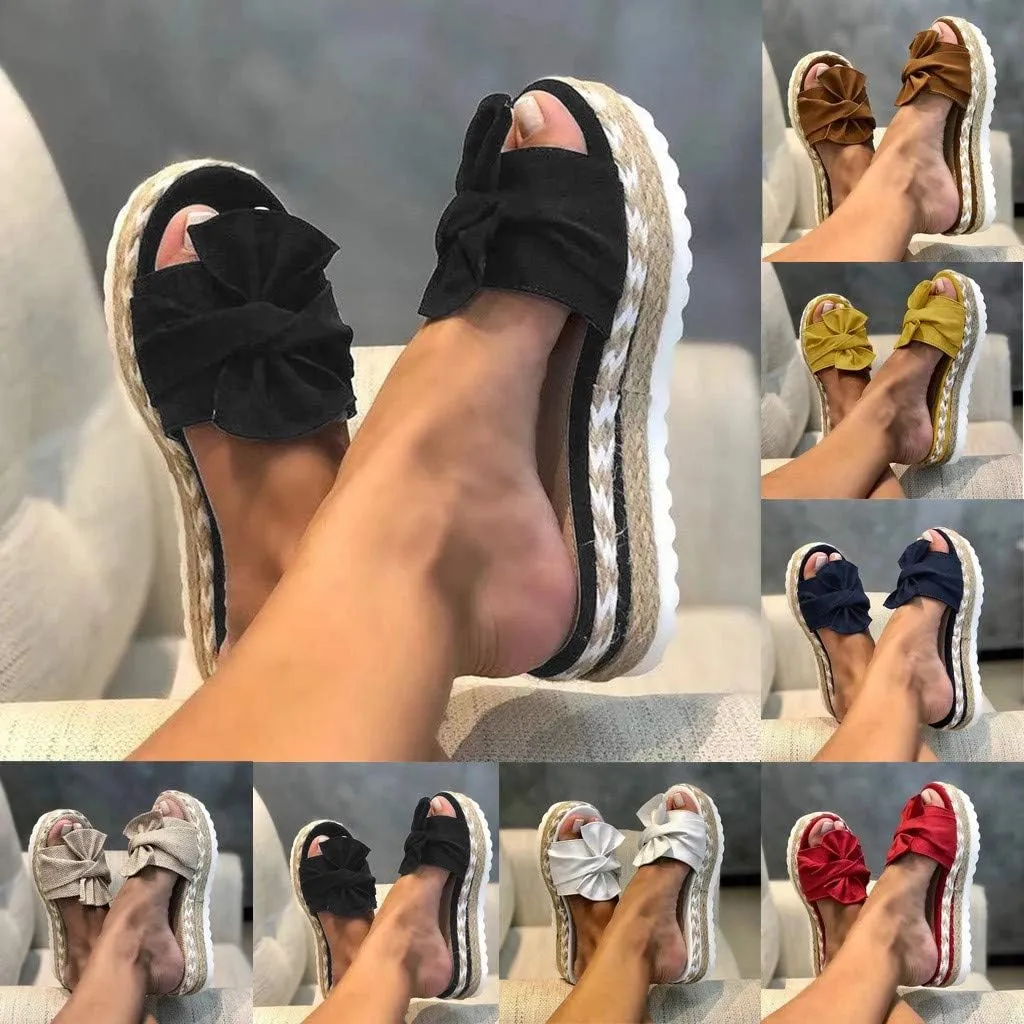Sandals for Women Flat,Womens Slip On Flip Flops Bow Tie Strappy Slides Beach Thong Slipper Summer Gladiator Flat Sandals