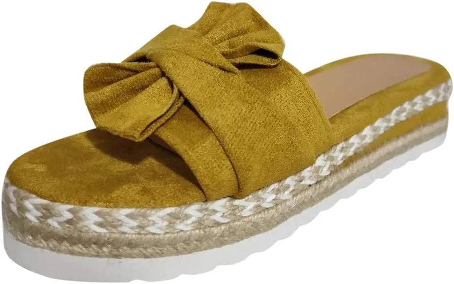 Sandals for Women Flat,Womens Slip On Flip Flops Bow Tie Strappy Slides Beach Thong Slipper Summer Gladiator Flat Sandals