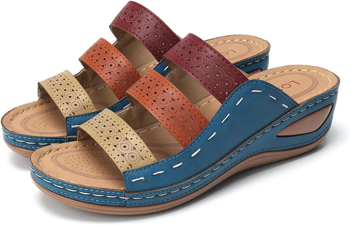 Sandals Women Flat Arch Support Wide Width Sandals Orthopedic Slide Slipper Casual Walking Orthotic Flip Flops Cloud Slide Sandal Memory Foam A Slipper