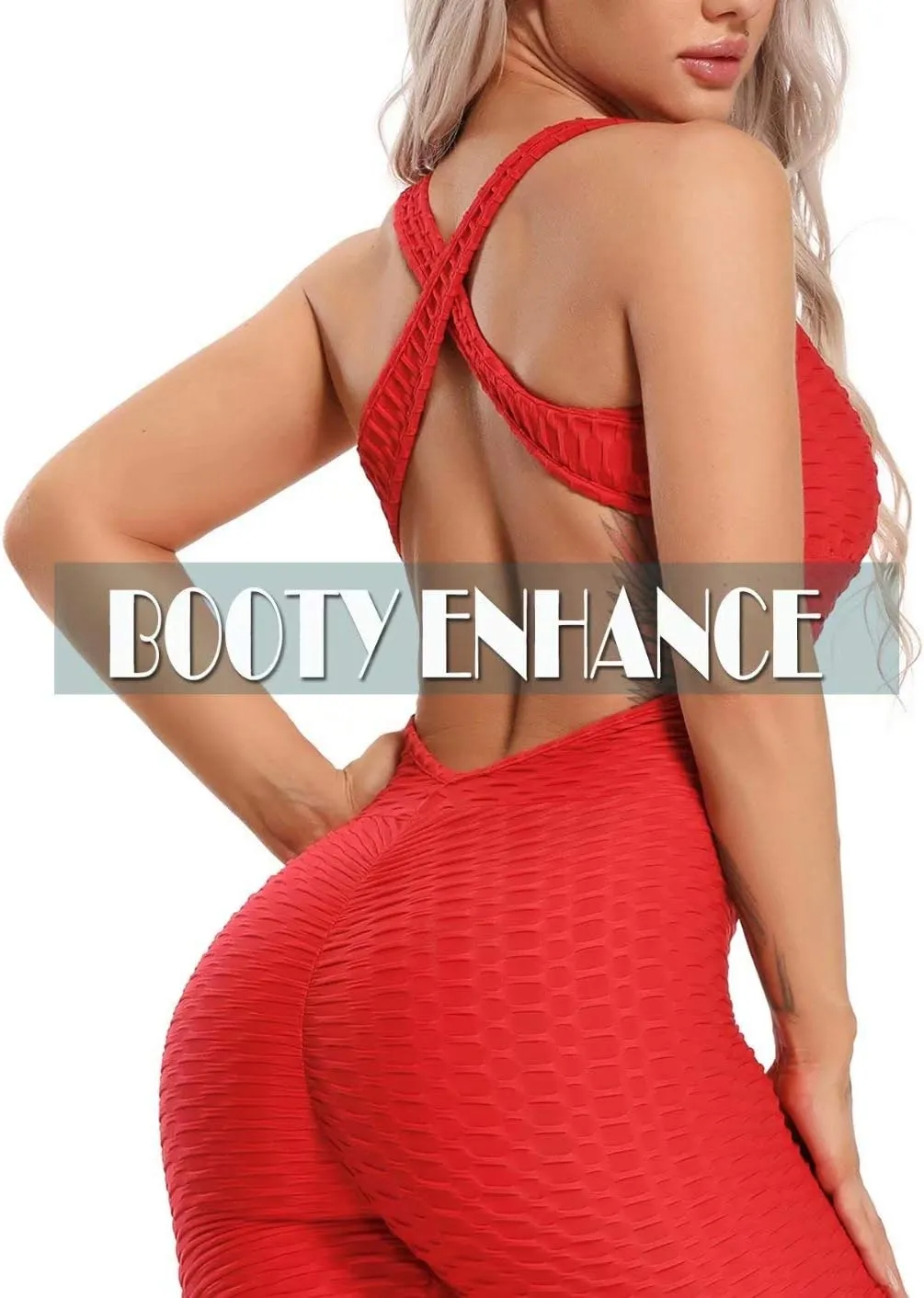 SEASUM Women Texture Bodysuit Sleevesless Sport One-Piece Backless Sexy Slimming Bodycon Rompers Jumpsuit M