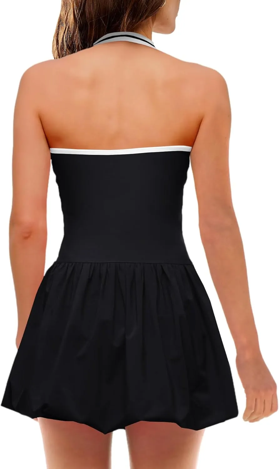 SENSERISE Womens Tennis Dress Built in Bra Halter Dress with Shorts Underneath Workout One Piece Golf Outfits