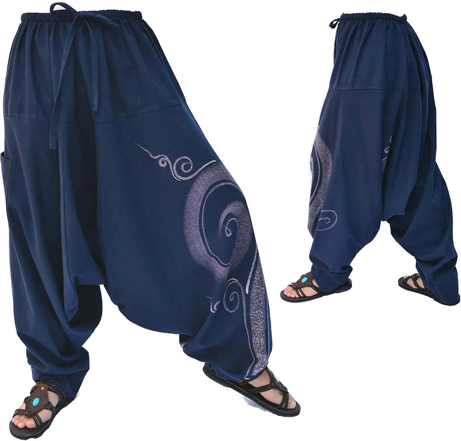 Siamrose, Yoga Harem Lounge Baggy Pants Women Men, Aladdin Boho Trousers, One Size