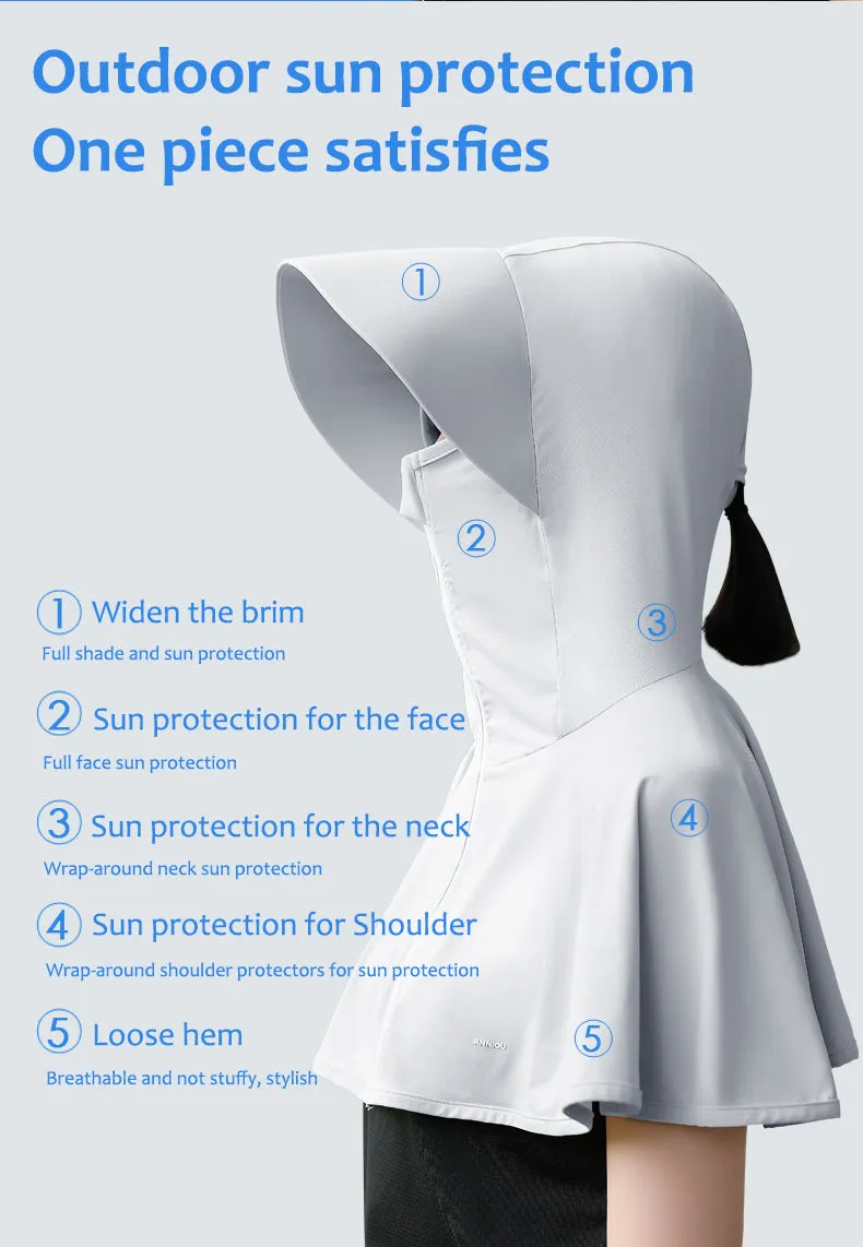 Sidiou Group ANNIOU Woman All in One UPF 50  Hats Summer Outdoor Ice Silk Full Face Protection with Neck Shawl Hat Ladies Fishing UV Sun Hat