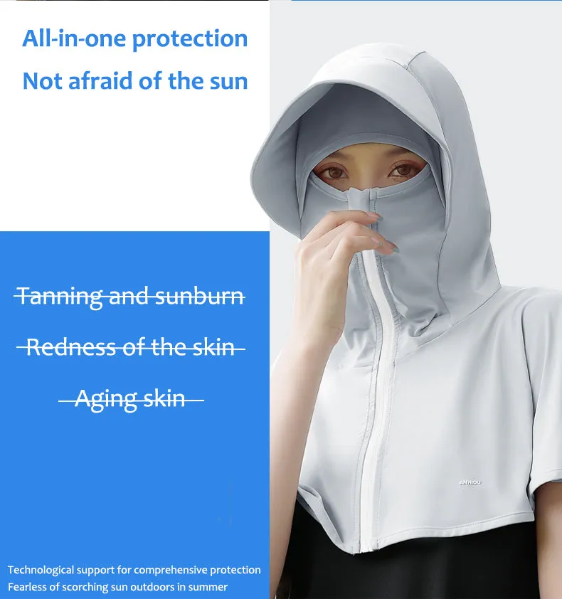Sidiou Group ANNIOU Woman All in One UPF 50  Hats Summer Outdoor Ice Silk Full Face Protection with Neck Shawl Hat Ladies Fishing UV Sun Hat