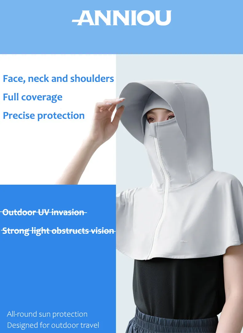 Sidiou Group ANNIOU Woman All in One UPF 50  Hats Summer Outdoor Ice Silk Full Face Protection with Neck Shawl Hat Ladies Fishing UV Sun Hat