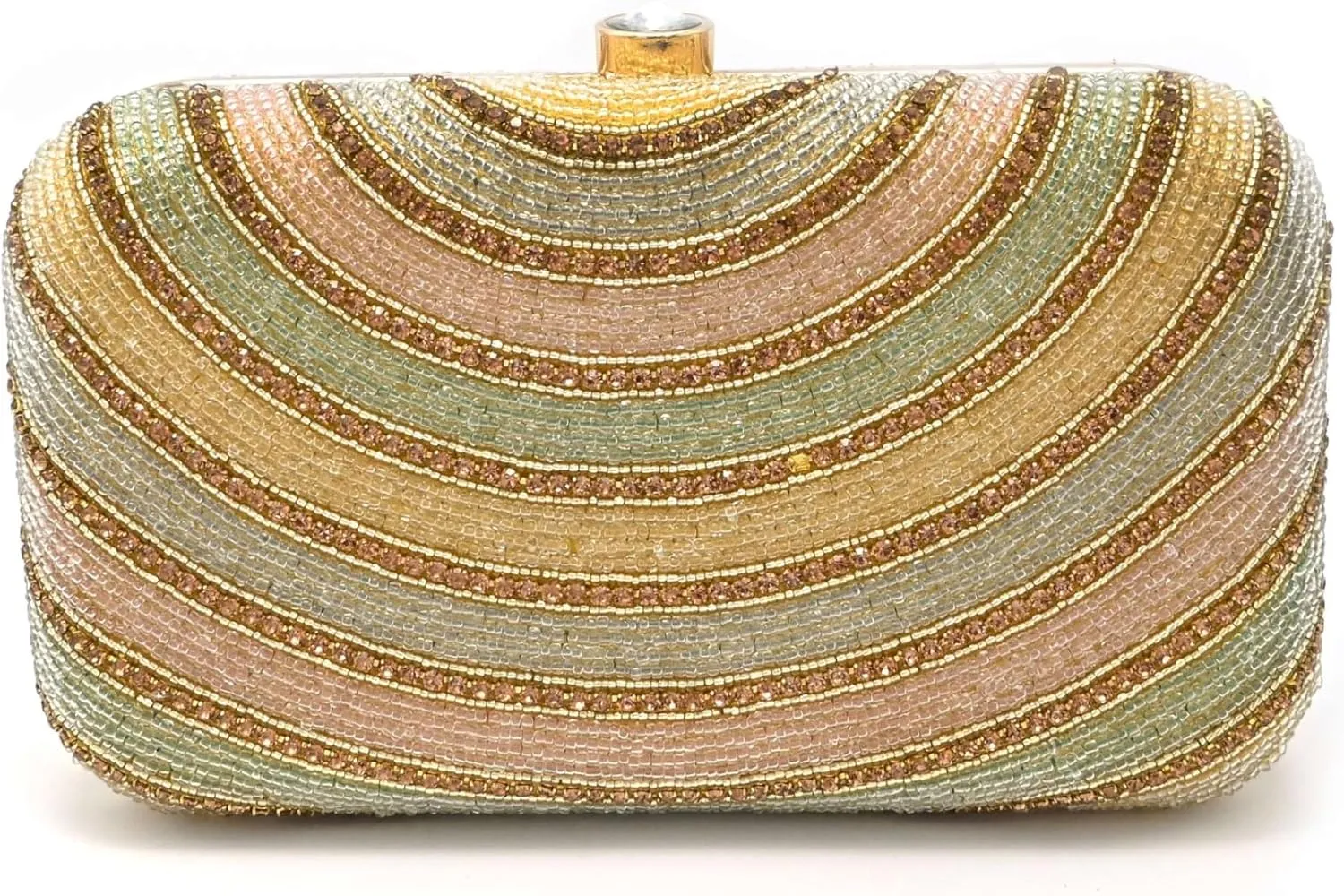 Silk Pastel Beaded Clutch Purse for Women | Handmade Embroidered Bag for Wedding, Party & Events