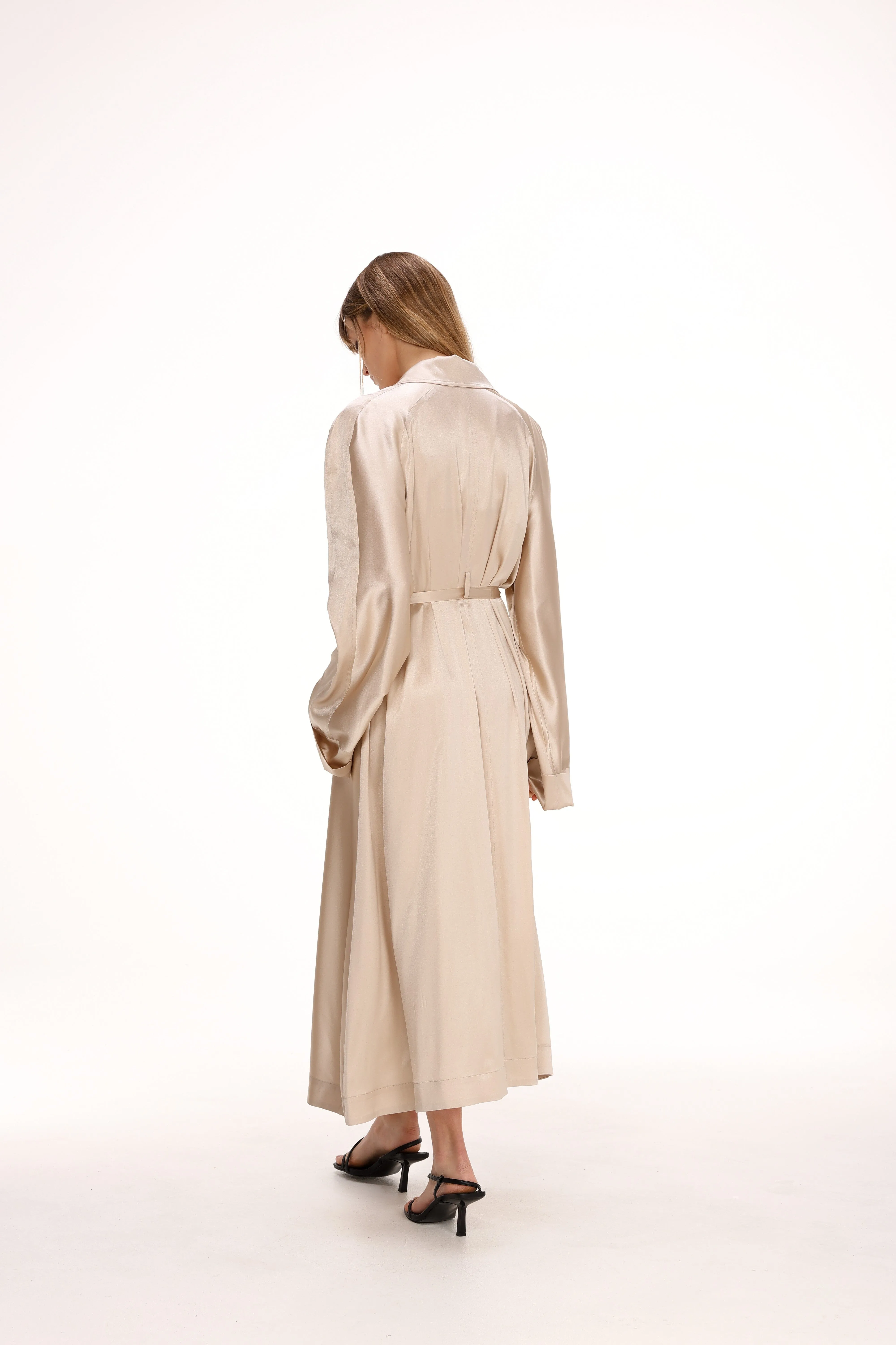 Silk Trench Coat with Pockets