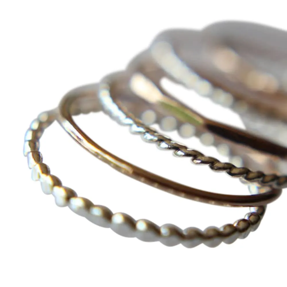 Silver and Rose Stacking Set,6 Ring Set,Stacking Rings,Set,Multi Texture Ring Set,Textured Rings,Stacking Rings Set,Gold Rings,Silver Rings