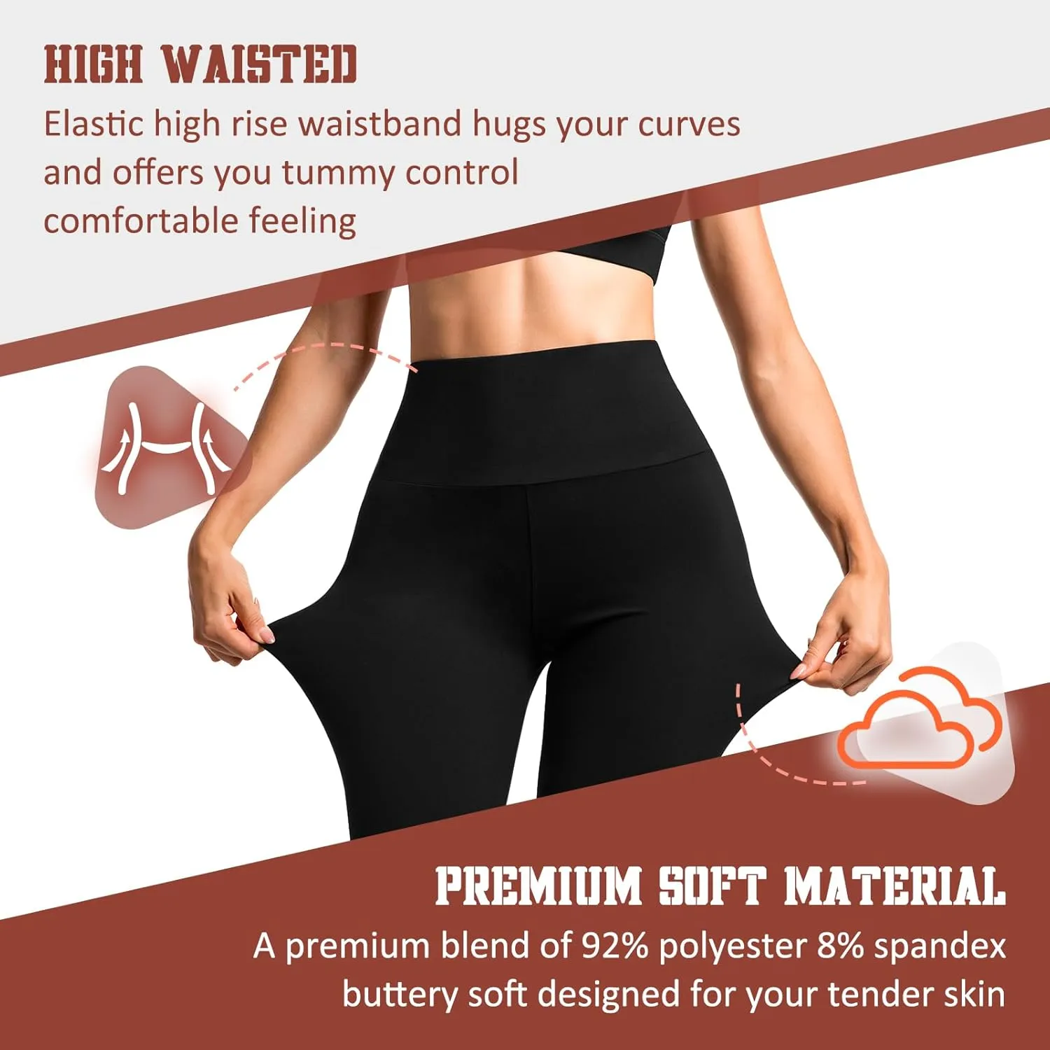 SINOPHANT Capri Leggings for Women - 2 Packs Buttery Soft Yoga Pants for Gym Athletic