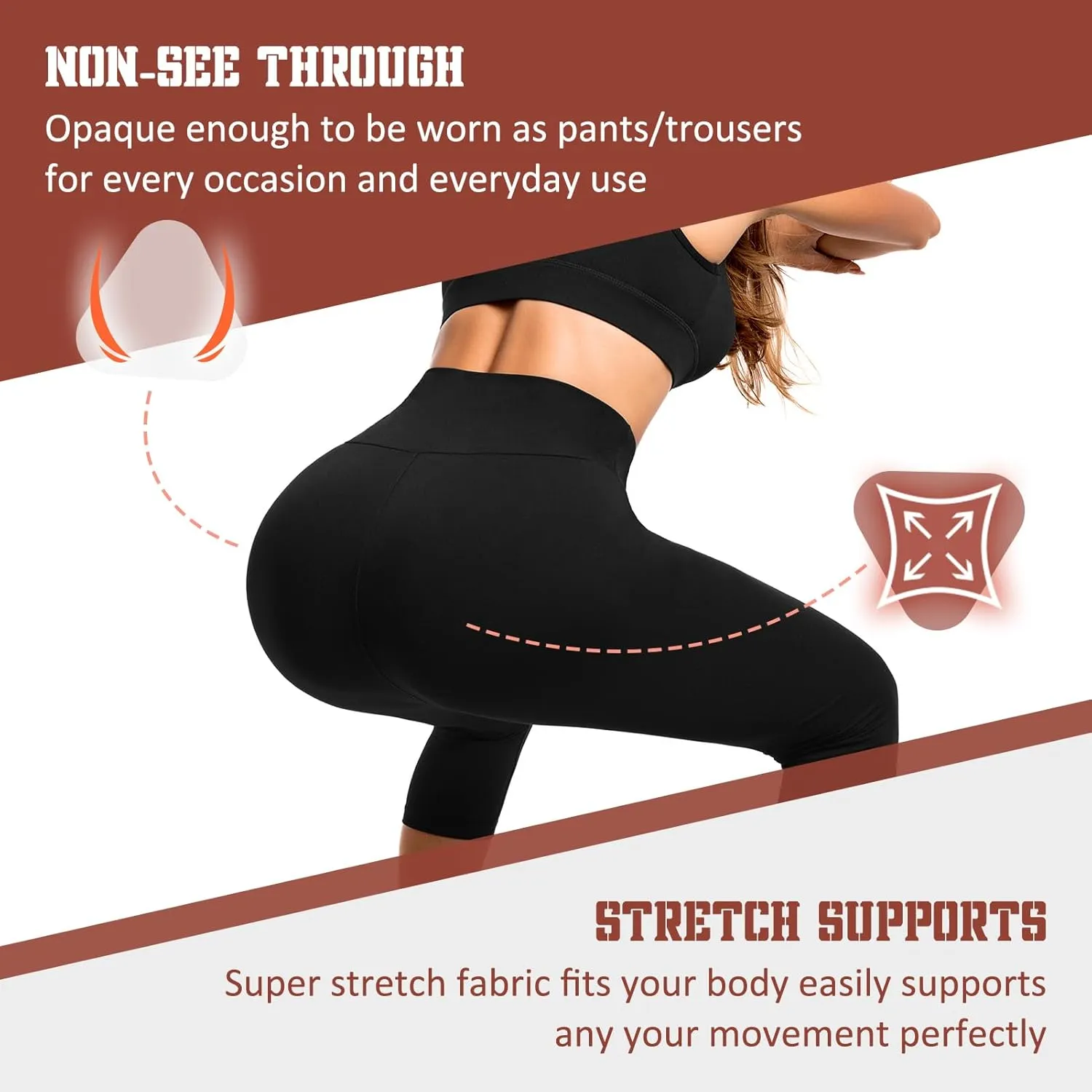 SINOPHANT Capri Leggings for Women - 2 Packs Buttery Soft Yoga Pants for Gym Athletic