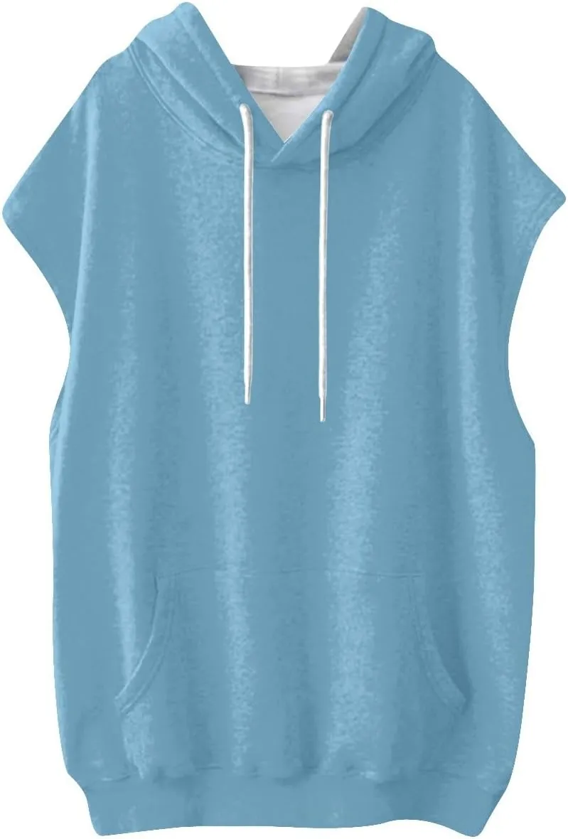 Sleeveless Hoodie Women Summer Hooded Tank Tops Lightweight Drawstring Pullover Sweatshirt Athletic T-Shirt