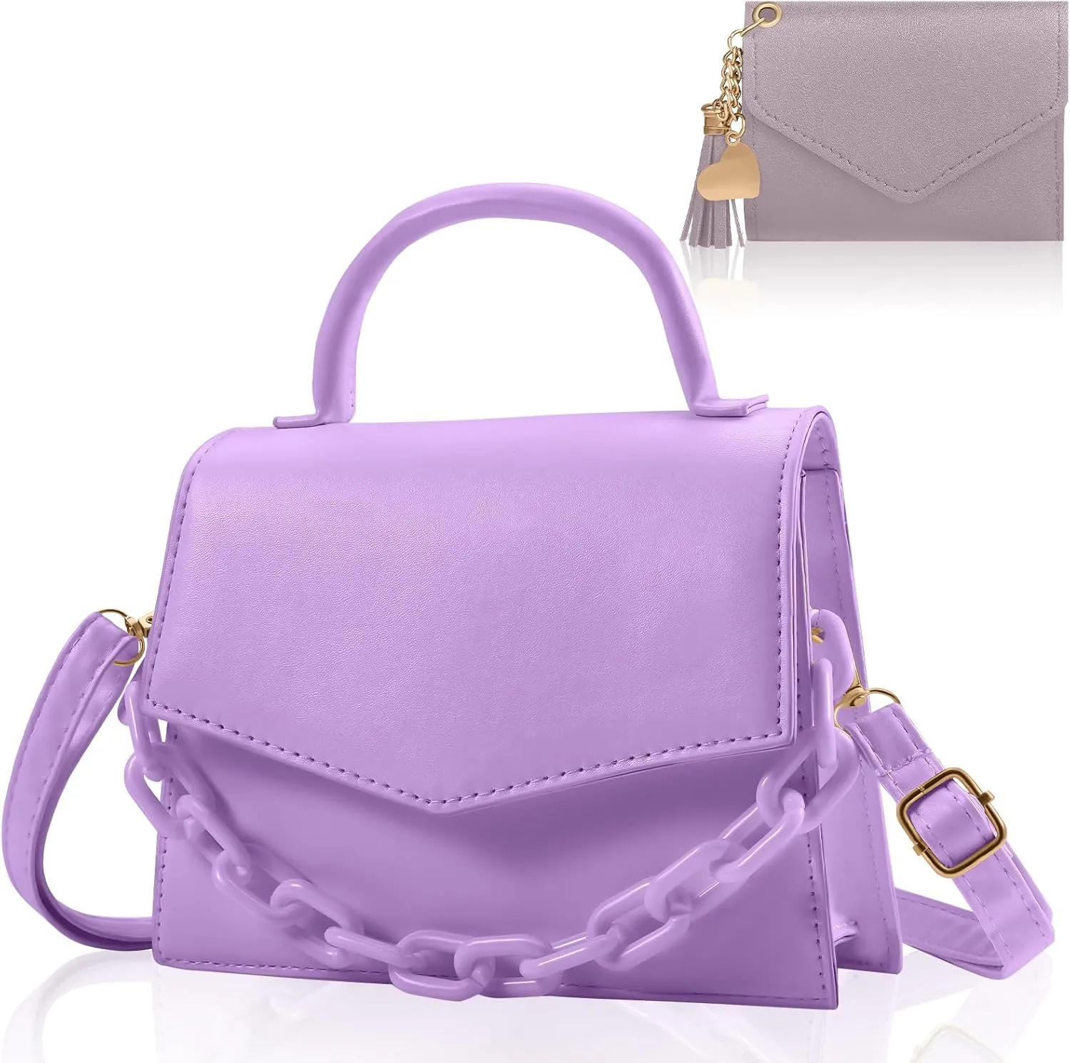 Small Crossbody Bags for Women Girls Trendy Top Handle Satchel Purses with Detachable Acrylic Chain