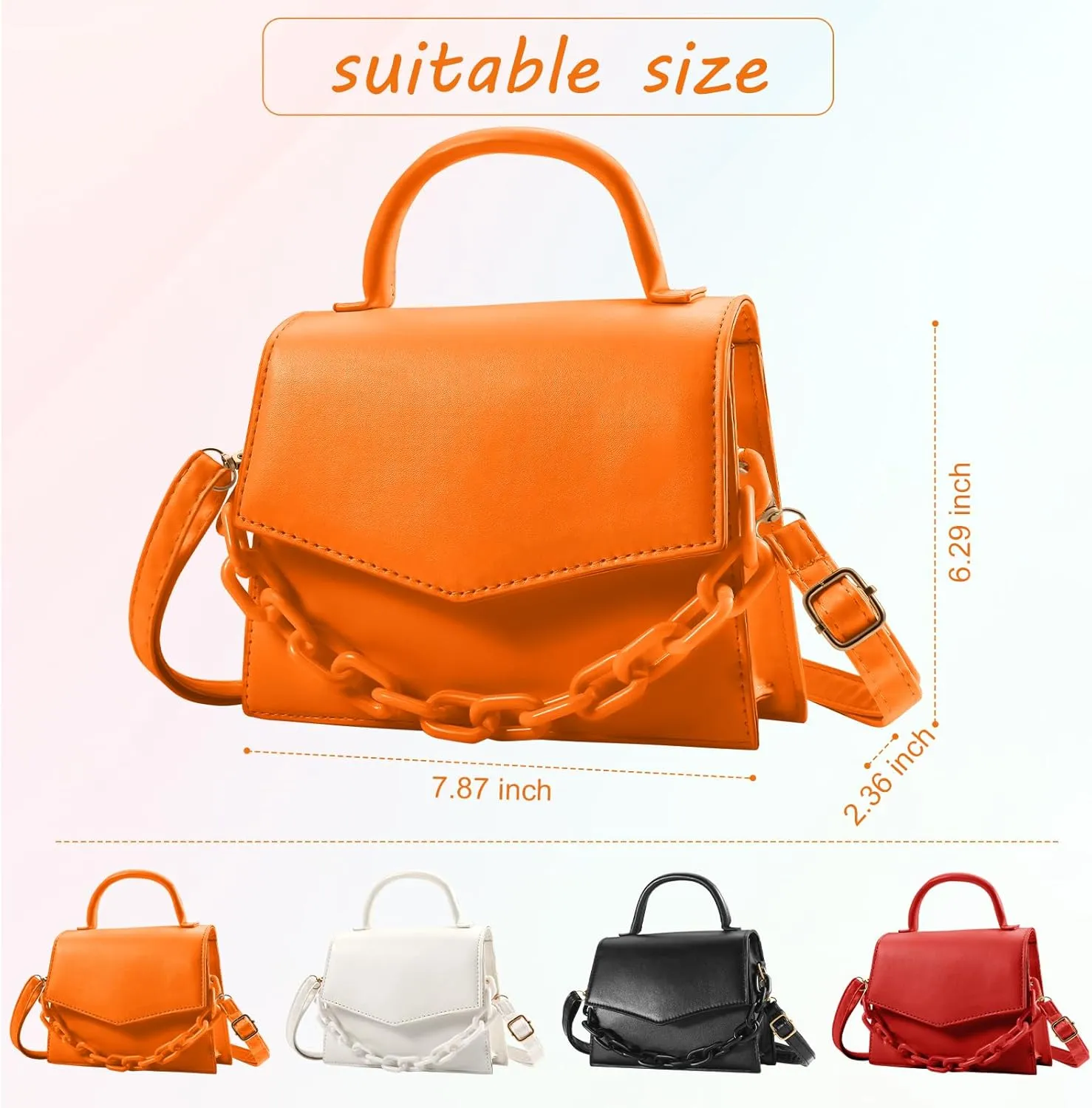 Small Crossbody Bags for Women Girls Trendy Top Handle Satchel Purses with Detachable Acrylic Chain