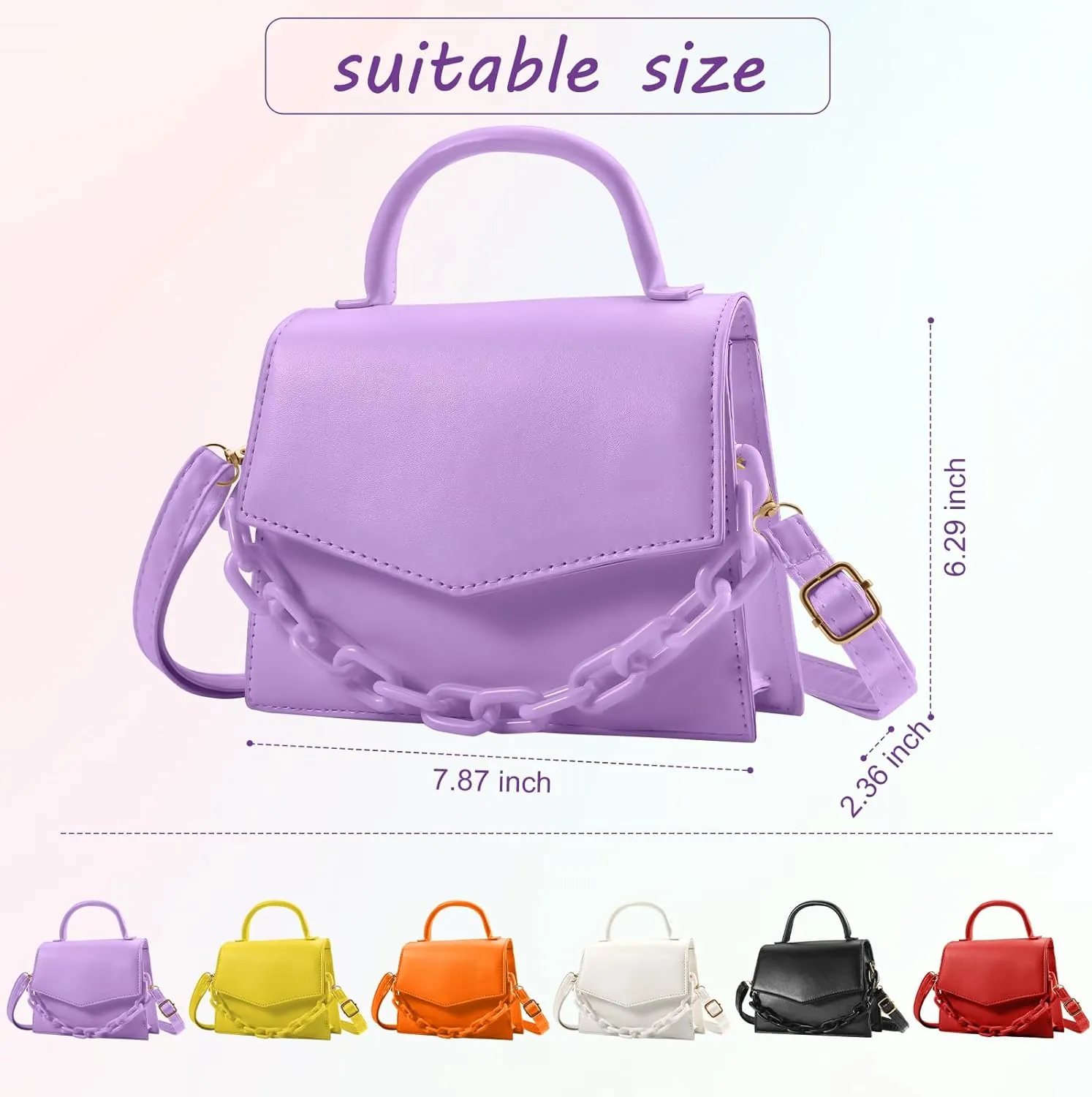 Small Crossbody Bags for Women Girls Trendy Top Handle Satchel Purses with Detachable Acrylic Chain