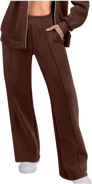SMIDOW Wide Leg Sweatpants for Women High Waisted Loose Flare Pants Casual Fall Baggy Joggers Athletic Lounge Trousers