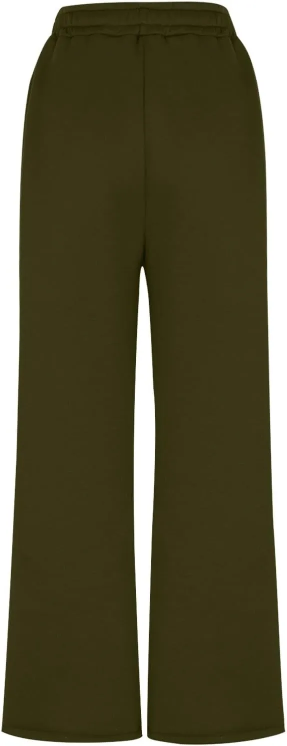 SMIDOW Womens High Waisted Wide Leg Palazzo Pants Trendy Fall Fashion Warm Fleece Sweatpants Workout Long Lounge Trousers
