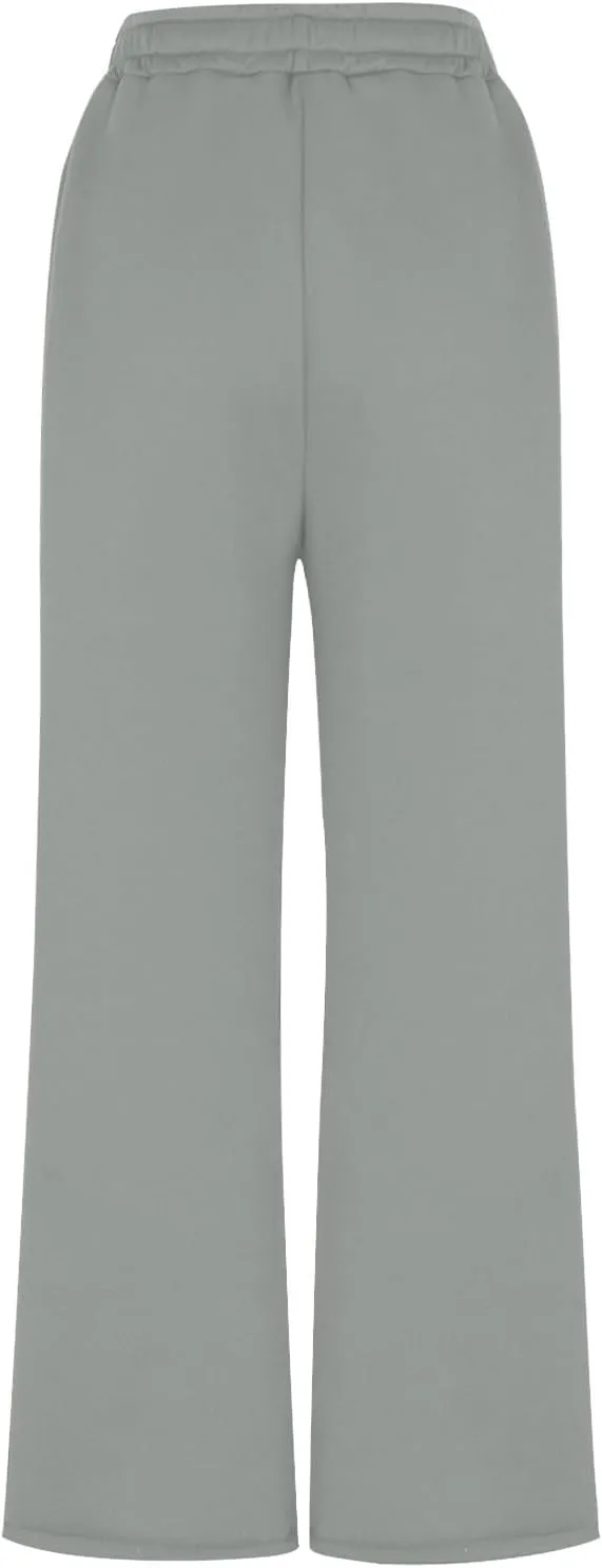SMIDOW Womens High Waisted Wide Leg Palazzo Pants Trendy Fall Fashion Warm Fleece Sweatpants Workout Long Lounge Trousers