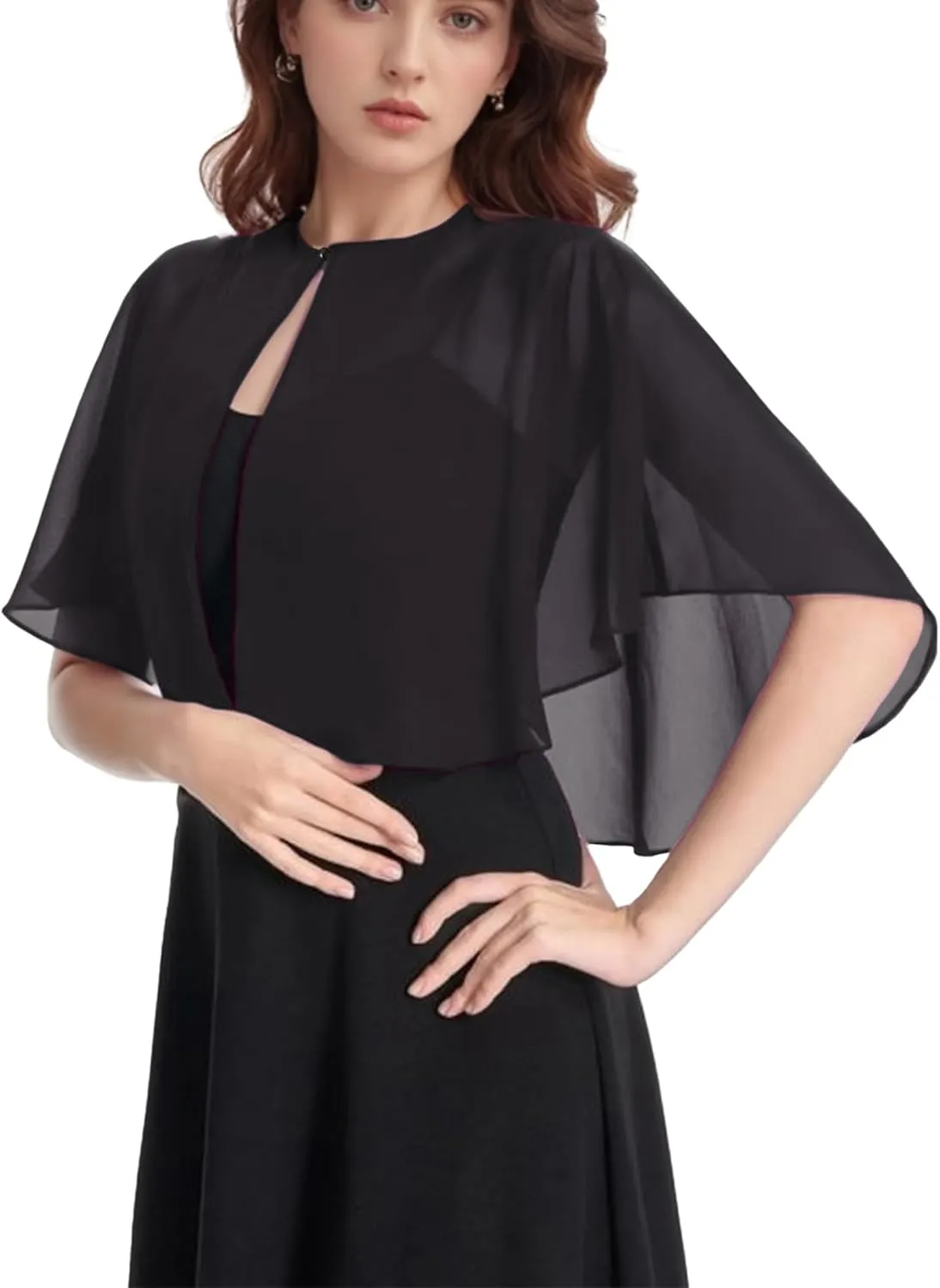 Soft Chiffon Shawl Wraps Shrug for Evening Dress Wedding Vintage Style Cape for Women