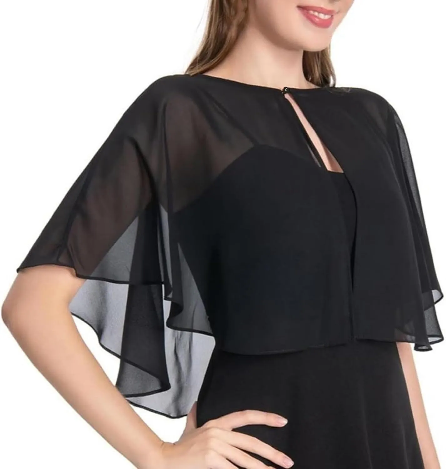 Soft Chiffon Shawl Wraps Shrug for Evening Dress Wedding Vintage Style Cape for Women