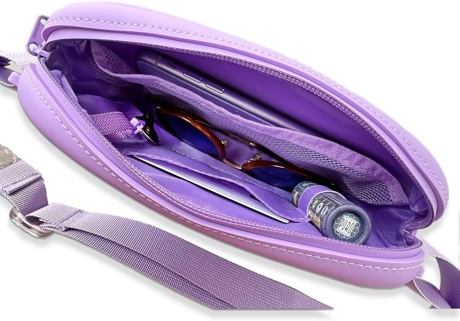 Soft-Touch Silicone Water-Resistant Fanny Pack  Lightweight Crossbody Waist Bag for Everyday Essentials, Travel, Workouts, Beach & Festivals (Lilac)