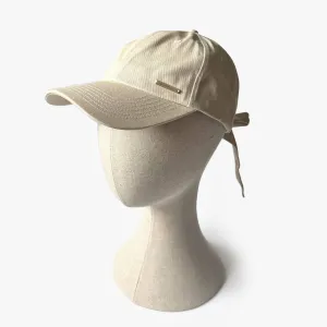 Sophie Satin Lined Bow Back Cap - Beige