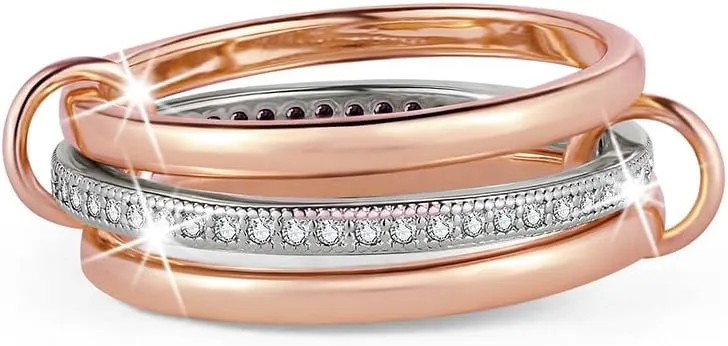 Stackable Rings for Women Non Tarnish Stacking Rings Set CZ Cubic Zirconia Band Promise Rings Set Rose Gold Dainty Bands Jewelry for Christmas Valentine's Day