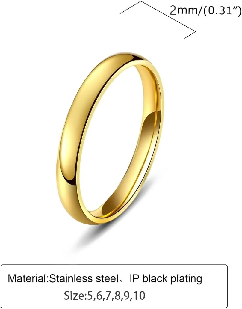 Stacking Rings Jewelry Gold Eternity Wedding Band Ring for Women Stainless Steel Promise Rings for Her Gold Dainty Knuckle Rings Custom Valentine's Day Jewelry Rings for Girlfriend,Size 5-13