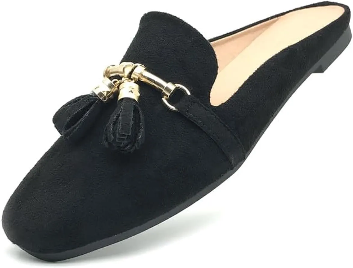 Starella Mules for Women Flats Slip On Loafers Open Back Shoes Buckle Mules