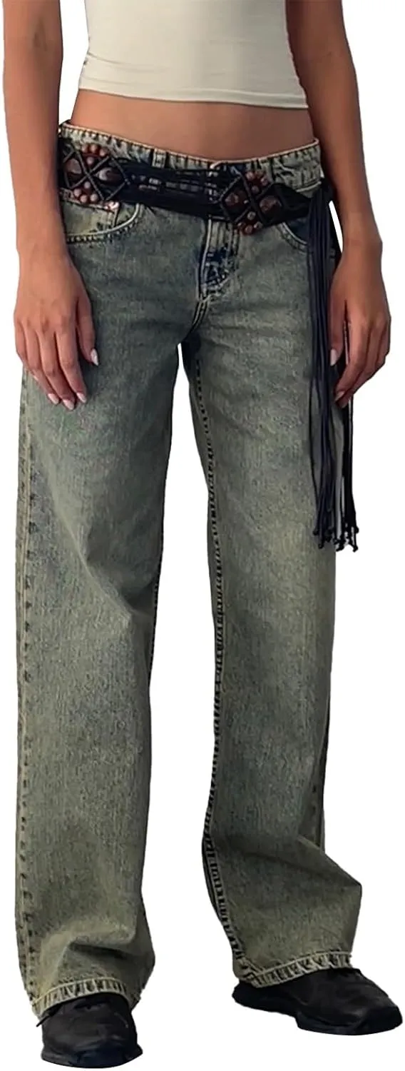 Straight Leg Jeans for Women,High Waisted Wide Leg Loose Microelastic Boyfriend Denim Pants Baggy Jeans Y2K
