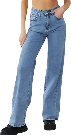 Straight Leg Jeans for Women,High Waisted Wide Leg Loose Microelastic Boyfriend Denim Pants Baggy Jeans Y2K